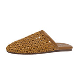 Bonnyshow  Weave Flats Mules Shoes Women Casual Sandals Summer Slippers Slingback 2025 Fashion Beach Slides New Trend Mujer De Sandalias