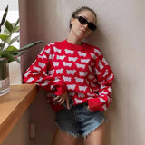 Bonnyshow Elegant Knitted Sweaters Women Fashion Sheep Round Neck Pullovers Autumn Winter Long Sleeve Casual Loose Jumpers