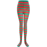 Bonnyshow Goth Style Punk Women Striped Pantyhose Rainbow Long Tights Halloween Christmas High Waist Cosplay Stocking Elastic Slim Legging