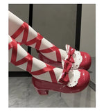 Bonnyshow  Original Lolita Style Round Head Low Heel Bow Mary Jane Shoes Elegant Casual 2025 New Spring and Autumn Women's Pumps