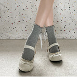 Bonnyshow  Fashion JK Women Mary Jane Shoes Ladies Causal Shallow Butterfly-knot Shoes Spring Autumn Female Leather Shoes