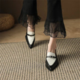 Bonnyshow  New Summer Style Fashionable Comfortable Wear-resistant Belt Buckle Thick Heel Medium Pointed Matching Women's Single Shoes