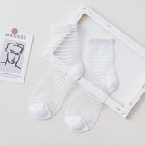 Bonnyshow 5 pairsFashion Kawaii Women Socks Sexy Lace Mesh Fishnet Socks Mixed Transparent Stretch Elasticity Ankle Net Yarn Thin Sox