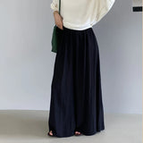 Bonnyshow  Fashion Dark Gray Hanging Pants Women's Elastic High Waist Loose Wide Leg Simple Trousers Summer Spring New 7AB9363
