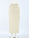 Bonnyshow  Loose High Waist A-line Denim Skirts Women Office Elegant Pockets Cargo Skirt Female 2025 Early Spring Fashion Lady Streetwears