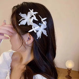 Bonnyshow White Butterfly Hair Clips Girls Sweet Fairy Chiffon Butterflies Hairpin Barrettes Women Headwear Trendy Hair Accessories