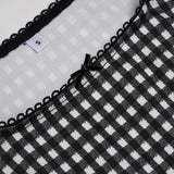 Bonnyshow  Fashion Slim Fit Square Neck Camisole Dresses Summer Plaid A-Line Sweet Cute Basic Causal Blouses