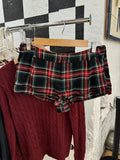 Bonnyshow  Vintage Red Black Plaid Button Shorts Women Summer Cotton Casual Loose Elastic High Waist Short Pants Sweet Chic Sweatshort Y2K
