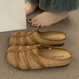 Bonnyshow  Retro Fashion Sandals Summer Outdoor Wear Soft Sole Versatile Lady Beach Shoes Hollow Breathable New Woven Comfort Women Sandals