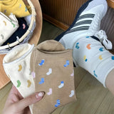 Bonnyshow 5 Pairs Cute Heart Print Socks for Women Y2K Korean Girls Colorful Socks Soft Breathable Cotton Ladies Crew Socks