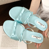 Bonnyshow  Comfort Soft Sole Wedge Slipper Women Elegant Bow Polka Dot Design Brand Slide Sandal Fashion Narrow Band Dress Zapatos De Mujer