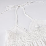 Bonnyshow  Fashion Sweet A-Line French Chic Women Camisole Tops Summer Cute Simple Causal Lace Up Blouses