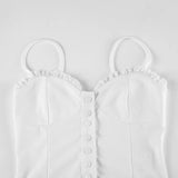 Bonnyshow  Lace Button Sexy Camisole Slim Y2K Summer Crop Top Women Retract Your Waist Vest Hot Chic Sweet Casual Tops