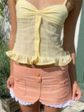 Bonnyshow  Sexy 3d Bow Women's Corset Top Fashion Solid Pleated Backless Female Crop Vest Summer High Street Lady Suspender Tank Blouse