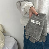 Bonnyshow Korean Women Cashmere Gloves Solid Label Dual-purpose Detachable Knitted Vest Gloves Fingerless Gloves Girl Y2k Accessories