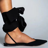 Bonnyshow  New Summer Women's European and American Pointed Sandals Ladies Large Size Red Strappy Flat Shoes