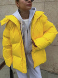 Bonnyshow Winter Thicken Warm Windproof Women's Coat Simple Casual Loose Solid Color Cotton-padded Coats New Fashion Women Outerwears