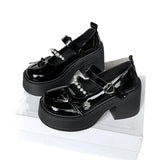 Bonnyshow  Black Super High Heels Mary Jane Shoes Women 2025Goth Chunky Platform Pumps Woman Plus Size Ankle Buckle Party Lolita Shoes
