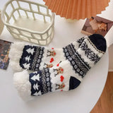 Bonnyshow Christmas Legwarmers Elk Snowflake Pattern Slipper Socks Knitted Socks Anti-slip Carpet Socks Christmas Gift Women's Accessories