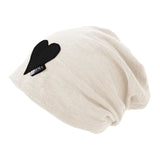 Bonnyshow Autumn Cotton Beanie Cap for Women Solid Color Heart Slouchy Cap Korean Hip Hop Female Loose Hats Girls Skullcap