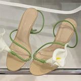 Bonnyshow  Sexy PVC Transparent Flower Narrow Band Women Sandals Street Style Open Toe Thin High Heels Party Prom Shoes