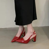 Bonnyshow  Fashion Summer Sexy Pointed Toe Chunky Heels Sandals Women Elegant Party Wedding Casual Slingback Mules Versatile Pumps Shoes