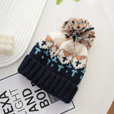 Bonnyshow Winter Knit Beanies for Women Colorful Pompom Thick Warm Pullover Hats Anti-Cold Outdoor Windproof Woolen Caps Bonnet
