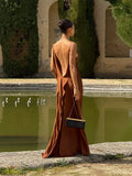 Bonnyshow  Elegant Split Women' s Dresses Solid Square Collar Backless Sleeveless Long Dress Female Summer Fashion Party Evening Vestidos