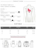 Bonnyshow  Vacation Pretty Women Two-Piece Set 3d Flowers Bandeau Mini Top+See Through Print Bottoms Beach Party Matching Suits