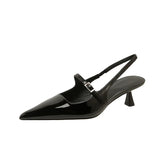 Bonnyshow  Shoes for Women 2025 New Pointed Toe Women's High Quality Slingback Sandals Simple and Elegant Dress Shoes Silver Heels Women