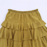 Bonnyshow  Ruffled Midi Skirt Womens Vintage Flounce Skirt Woman New Fashion Elegant Solid Long Skirts autumn Evening Party Skirts