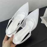 Bonnyshow  Summer Breathable Mesh Pointed Toe Women Pumps Elegant Slingbacks Thin High Heels Party Dress Shoes BIG SZIE 43