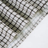 Bonnyshow  Back Tie-up Bow Checkerboard Shirt Women's Fall Spring Single-breasted Turn-down Collar Blouses Ladies Retro Plaid Tops