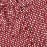 Bonnyshow  Plaid Print Retro Casual Blouses Fold Button Basic Slim Sexy 90s Streetwear Clothings Aesthetic Y2k Summer Outfits