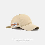 Bonnyshow Retro Baseball Cap for Women Men Hip Hop Letter Leather Label Snapback Hat Summer Solid Color Cotton Casual Couple Peaked Hats