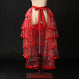 Bonnyshow Steampunk Tutu Skirt for Ladies Gothic Style Hot Stamping Rock Party Layered Ruffle Cake Party Bustle Bubble Underskirt