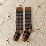 Bonnyshow Plaid Long Socks Stocking Women Stockings Harajuku Retro Vintage JK School Girls Cotton Knee Socks Women Stockings College Style