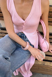Bonnyshow  Summer Fashion Cardigan Robes Solid V-Neck Single Breasted Sleeveless Dresses Casual Loose Commuter Street Dress Women