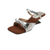 Bonnyshow  Summer Women's Shaped Slippers with Fashion Square Toe Dress Shoes Bow Pump Buckle Cute Women's Sandals 2025 Designer Flip-flops
