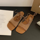 Bonnyshow  Square Toe Women Flat Sandals Casual Loafers Shoes Woman Slippers Slingback 2025 Trend Summer Dress Designer Comfort Sandalias