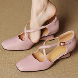 Bonnyshow  Women's genuine leather narrow band cross strap 5cm high heel sandals elegant ladies daily slim dress heeled shoes for woman hot