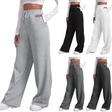 Bonnyshow Wide Leg Pants For Women’S Fleece Lined Sweatpants Straight Pants Bottom All-Math Plain Fitness Joggers Pants Travel Basic