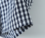 Bonnyshow  plaid shirt women sleeveless V-neck buttons down chic shirt cotton spring summer tops