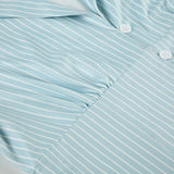 Bonnyshow  Elegant Chic Striped Slim Women Shirts Summer Sweet Trim V-Neck Design Fashion Trendy Blouses