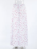 Bonnyshow  Floral Print Satin Long Skirt Women High Elastic Waist Elegant Chic A-line Faldas Summer Streetwear Fashion Casual Maxi Skirts