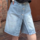 Bonnyshow  Fashion Fake 2 Piece Irregular Denim Shorts Women;s High Waist A-line Shorts Skirts Summer New 7A138
