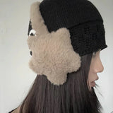 Bonnyshow Star Fluffy Ear Muffs Earplugs Cold Protection Woman Ear Cover Solid Plush Earmuffs Warm Headphones Girl Accessories Gifts