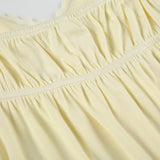 Bonnyshow  Fashion Solid Lace Spliced Women Camisole Tops Summer V-Neck Ruched Causal Sweet Blouses