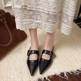 Bonnyshow  New French Style Low Heel Square Mary Jane Shoes Women's Shoes Slippers Retro Fashionable Small Leather Shoes
