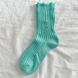 Bonnyshow Punk Broken Hole Socks Harajuku Cotton Middle Tube Sock for Women Girls Gothic Knitted Street Stocking Calcetines